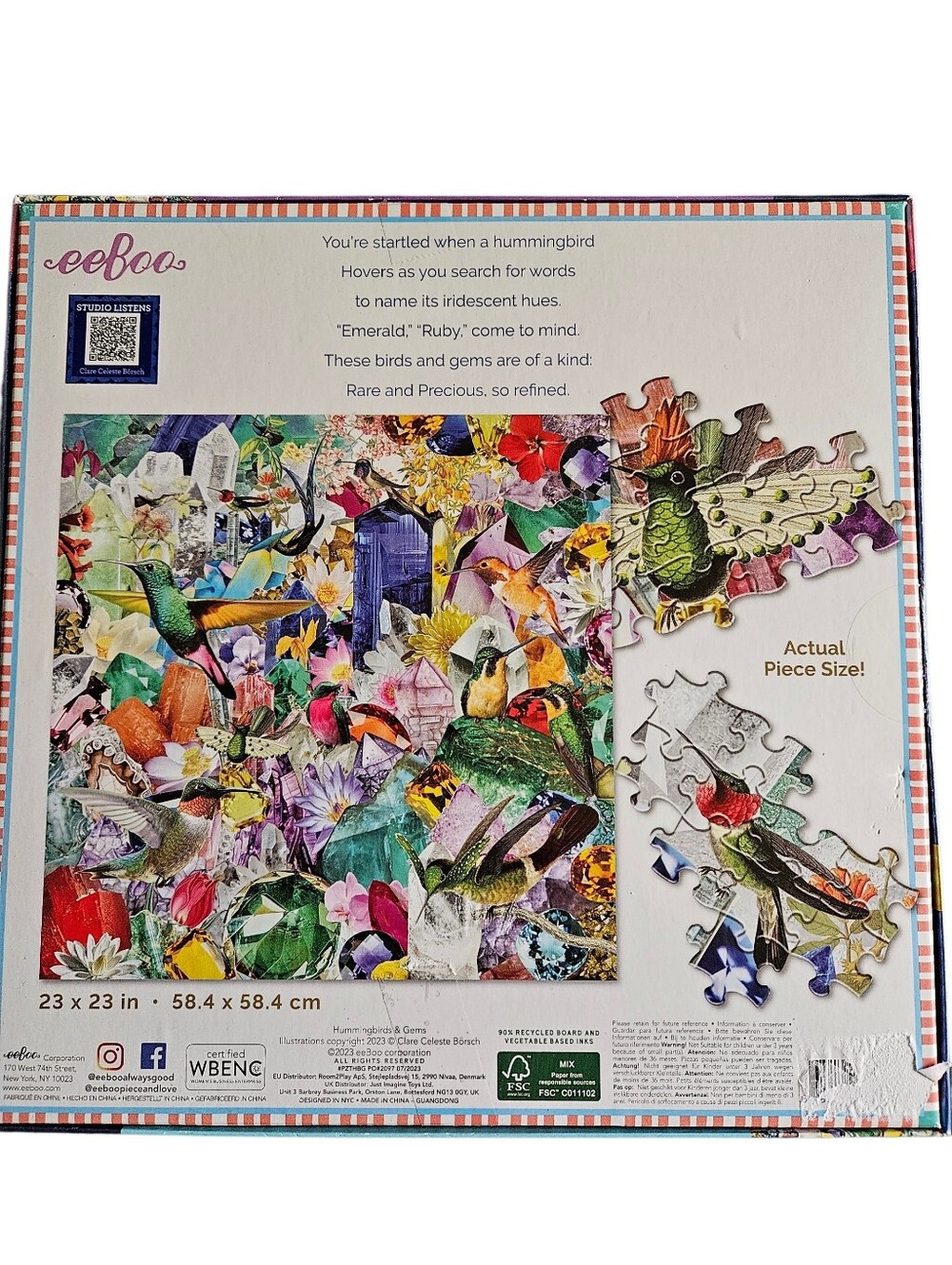 Eeboo 'Hummingbirds & Gems' 1000-Piece Puzzle - Picture 2 of 2